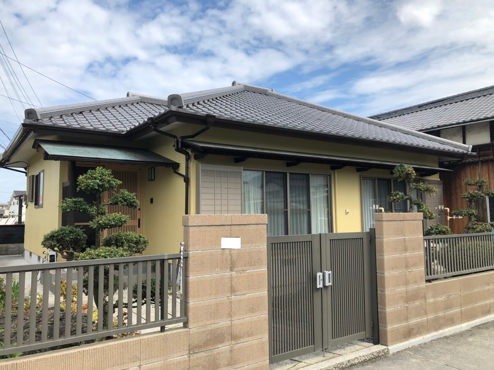 愛媛県西条市/和風戸建ての外壁塗り替え（オレンジ系）
