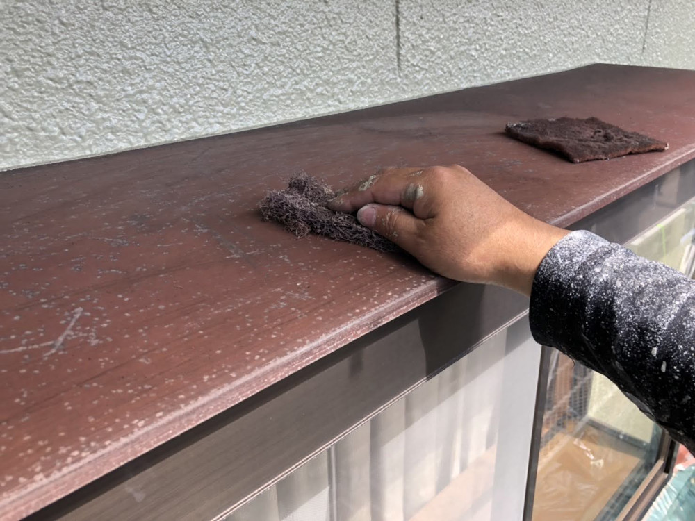 松山支店K様邸鉄部ケレン作業