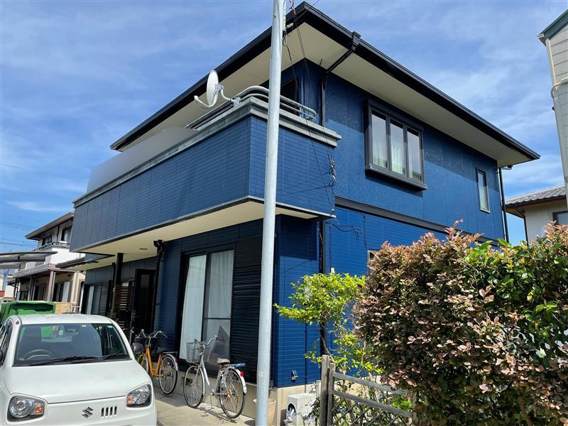 静岡県焼津市/洋風戸建ての外壁塗り替え（ブルー系）